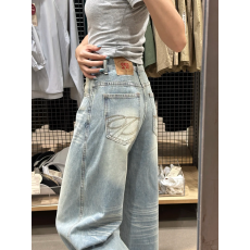 批发<b class='q'>牛仔</b>裤女秋季新款设计感水洗弯刀裤宽松垂感阔腿长裤