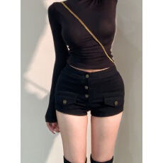 批发黑色牛仔百搭短裤女春季2026新款气质通勤辣妹简约a字包臀热裤子