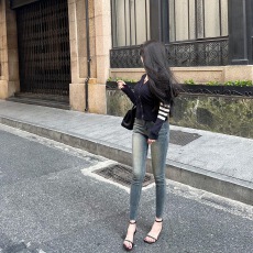 批发韩国ins复古水洗牛仔裤女春秋弹力修身<b class='q'>紧身</b><b class='q'>小脚裤</b>显瘦百搭九分裤