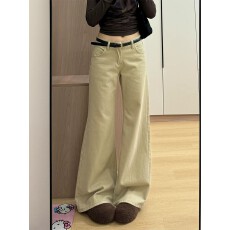 批发卡其色不贴腿微辣<b class='q'>牛仔裤</b>女2026春季新款低腰百搭显瘦小个子<b class='q'>微喇</b>裤
