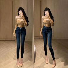 批发深色韩版翘臀<b class='q'>小脚裤</b>女2026年夏季弹力显瘦净版<b class='q'>牛仔裤</b>