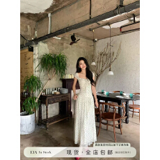 批发法式波点<b class='q'>连衣裙</b>女夏气质纯欲风收腰显瘦长裙