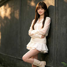 批发2026韩系白色荷叶边polo领长袖<b class='q'>衬衫</b>连衣裙<b class='q'>女</b>法式温柔风收腰短裙