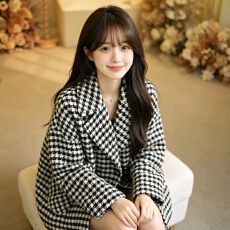 批发2026秋冬时尚中长款千鸟格双面呢大衣女宽松显瘦小个子羊毛呢外套