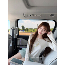 批发<b class='q'>秋</b>日简信纯色圆领百搭小精灵印花长袖T恤女<b class='q'>秋</b>上衣
