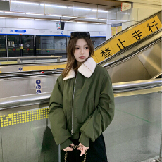 大耳朵lumoder 可拆卸羊羔毛领派克棉服女冬新款面包服棉衣外套
