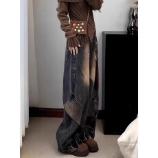 批发美式复古工装裤牛仔裤裤子<b class='q'>女款</b>2026春季新款高腰宽松直筒裤阔腿裤