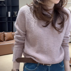 批发韩版气质小香风亮片混纺<b class='q'>毛衣</b>女冬季新款设计师圆领保暖长袖针织衫