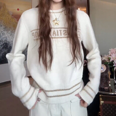 批发搭配担当～百搭金丝星星字母刺绣基础款针织衫2025秋冬款ins毛衣