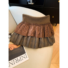 批发美式甜辣少女拼接碎花蛋糕蓬蓬裙女小<b class='q'>性感</b>高腰A字双层拼接半身裙