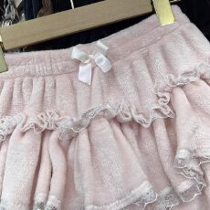 批发原版做法~秋冬保暖粉色珊瑚绒甜美少女蕾丝花边亚文化蛋糕裙蓬蓬