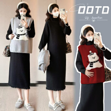 实拍大货~2025时尚减龄小雪人马甲+流苏针织连衣裙套装