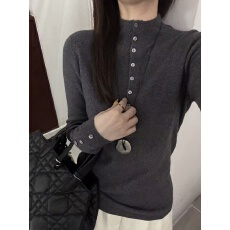 安迪绒洗水简约单排扣半高领针织打底衫女2025秋冬内搭显瘦上衣