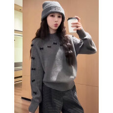 批发<b class='q'>北极</b><b class='q'>绒</b>洗水  韩系蝴蝶结半高领针织衫2025秋冬季内搭打底衫上衣