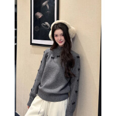 批发<b class='q'>北极</b><b class='q'>绒</b>洗水   慵懒半高领长袖针织衫2025秋冬季内搭打底衫上衣