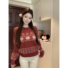 批发<b class='q'>北极</b><b class='q'>绒</b>洗水 复古提花圆领长袖针织衫2026春秋季修身内搭打底毛衣