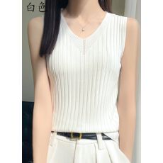 批发慵懒时尚冰丝V领针织吊带背心2026<b class='q'>夏季</b>外穿洋气无袖内搭打底上衣