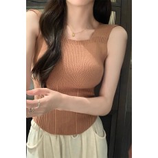 批发无胸垫 韩版无袖不规则针织吊带背心<b class='q'>夏季</b>修身显身材内搭打底上衣