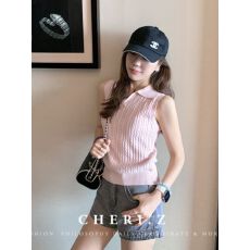 批发复古polo领无袖针织衫背心2026<b class='q'>夏季</b>设计感显瘦小众百搭简约上衣