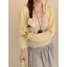 批发韩系慵懒感披肩长袖<b class='q'>针织</b><b class='q'>开衫</b>夏季新款修身叠穿时尚减龄防晒上衣