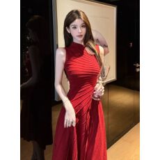 批发法式复古坎条正肩无袖针织<b class='q'>连衣裙</b>女夏季修身显瘦气质<b class='q'>性感</b>时髦长裙