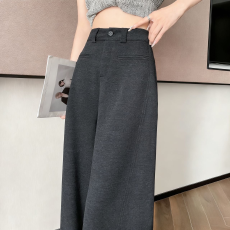 批发实拍加绒毛呢西装裤女秋冬高腰垂感加厚小个子高级感窄版香蕉阔腿