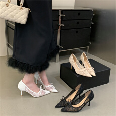 批发富贵一足法式浪漫蕾丝高跟鞋女2026春<b class='q'>夏</b>新款刺绣网纱镂空高跟婚鞋