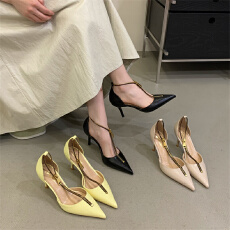 批发富贵一足尖头浅口高跟鞋春<b class='q'>夏</b>新款小众设计拉链性感中空高跟鞋通勤