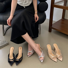 批发富贵一足性感露趾尖头高跟鞋<b class='q'>夏</b>季新款水钻皮带扣网纱细高跟拖鞋女