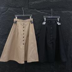 单排扣伞形半身裙配腰绳