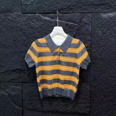 批发灰橘<b class='q'>条纹</b>针织polo<b class='q'>针织衫</b>