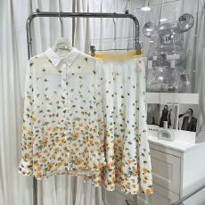 满印花朵衬衫套装