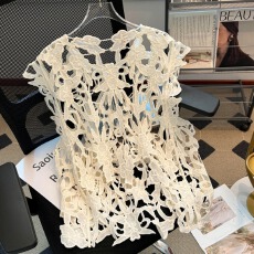 批发实拍大码女装2026<b class='q'>夏</b>季新款勾花镂空罩衫外穿时尚外搭马甲背心上衣