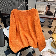批发实拍大码女装秋冬新款韩系慵懒针织高级圆领宽松百搭长袖毛衣上衣