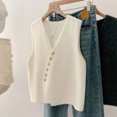 批发实拍大码女装高级感法式气质简约洋气西装背心叠穿外搭针织马甲女