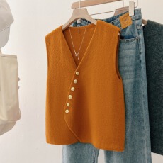 批发实拍大码女装高级感法式气质简约洋气西装背心叠穿外搭针织马甲女