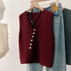 批发实拍大码女装高级感法式气质简约洋气西装背心叠穿外搭针织马甲女