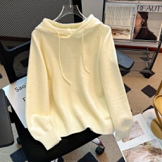 批发实拍<b class='q'>大码</b>女装秋冬减龄百搭内搭外穿毛衣宽松慵懒风连帽针织上衣女