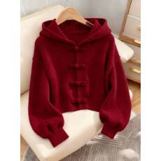 批发<b class='q'>大码</b>女装红色毛衣秋冬季新款显瘦长袖针织衫女