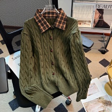 批发实拍<b class='q'>大码</b><b class='q'>女装</b>2026春季假两件polo领针织开衫外穿独特漂亮毛衣外套