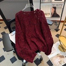 批发实拍<b class='q'>大码</b>女装新款韩版绝美钩花镂空针织罩衫甜美时尚气质宽松上衣