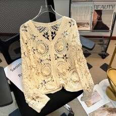 批发实拍大码女装春立体花朵开衫针织披肩<b class='q'>外套</b>手勾盘花<b class='q'>长袖</b>设计感上衣