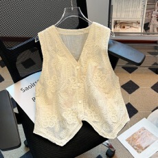 批发实拍大码<b class='q'>女</b>装微胖mm夏季镂空背心马甲气质设计感无袖外搭<b class='q'>开衫</b>上衣