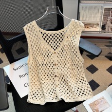 批发实拍大码女装夏季新款编织镂空马甲时尚背心坎肩针织马夹无袖外套