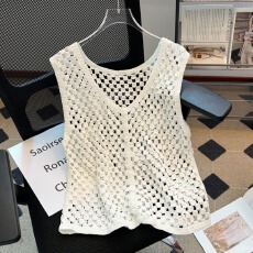 批发实拍大码女装夏季新款编织镂空马甲时尚背心坎肩针织马夹无袖外套