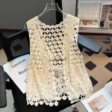 批发实拍大码女装薄款夏季外搭宽松开衫无袖坎肩镂空背心钩花上衣<b class='q'>外套</b>