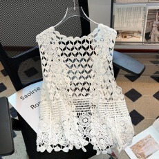 批发实拍大码女装薄款夏季外搭宽松开衫无袖坎肩镂空背心钩花上衣<b class='q'>外套</b>