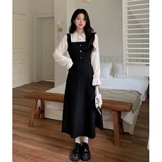 批发小香风撞色假两件收腰<b class='q'>长袖</b>蕾丝连衣<b class='q'>裙</b>