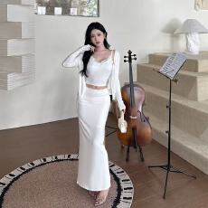 批发纯欲<b class='q'>蕾丝</b>修身显瘦内搭外套<b class='q'>罩衫</b>吊带半身裙慵懒套装减龄气质三件套