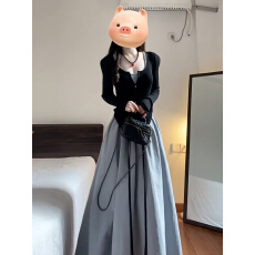 批发法式<b class='q'>吊带</b><b class='q'>连衣裙</b>子女秋冬2025新款爆款气质收腰巨好看早秋长裙套装